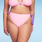 Women's Reversible Side-tie High Leg Cheeky Bikini Bottom - Wild Fable Pink/purple Floral Print X