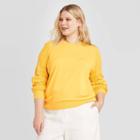 Women's Plus Size Pointelle Crewneck Pullover - Who What Wear Yellow 1x, Women's,