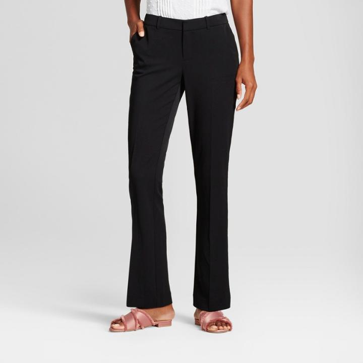 Women's Bootcut Bi-stretch Twill Pants - A New Day Black 14l,