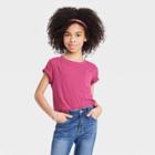 Girls' Short Sleeve Pocket T-shirt - Cat & Jack Dark Pink