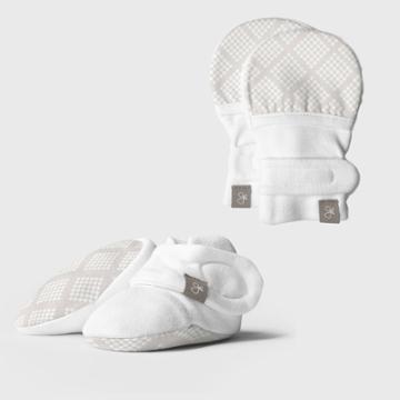 Goumikids Goumi Baby Organic Cotton Diamond Dots Mittens & Boots - Cream