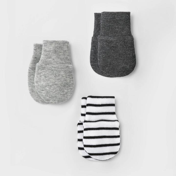 Baby 3pk Basic Mittens - Cloud Island Black