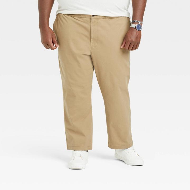 Men's Big & Tall Slim Fit Everyday E-waist Pants - Goodfellow & Co Light Brown