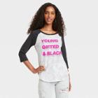 Well Worn Black History Month Women's 'young Gifted And Black' 3/4 Sleeve Graphic T-shirt - Charcoal Heather