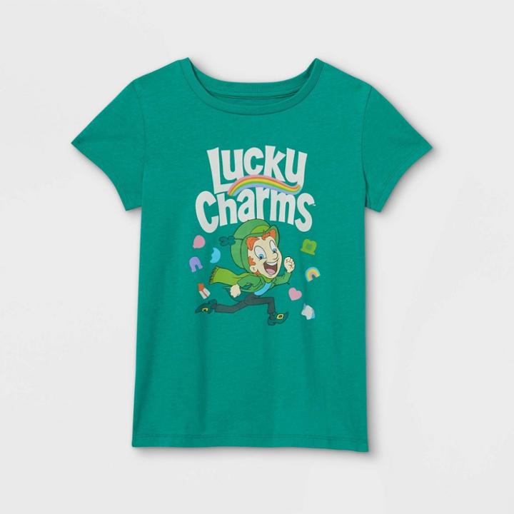 Girls' General Mills Lucky Charms Short Sleeve Graphic T-shirt - Green