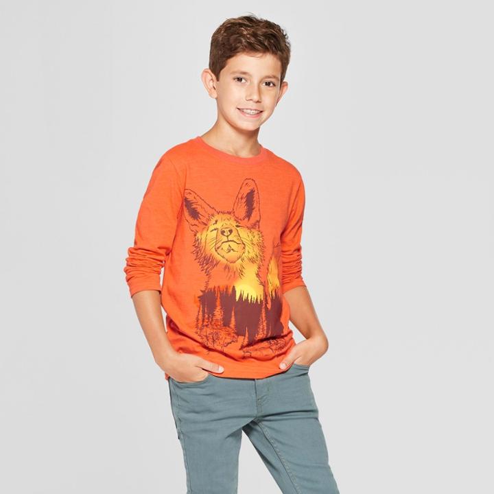 Boys' Fox Long Sleeve Graphic T-shirt - Cat & Jack Orange