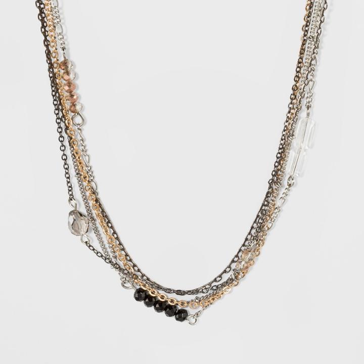 Target Multi Row Chain Choker With Bead Necklace,