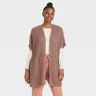 Women's Knit Ruana Kimono Jacket - Universal Thread Clay