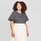 Women's Plus Size Structured Bell Short Sleeve Scoop Neck Shirt - Who What Wear Blue