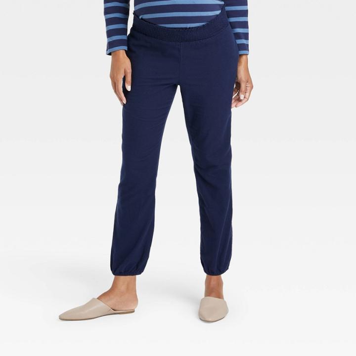 The Nines By Hatch Elastic Waist Maternity Jogger Pants Navy