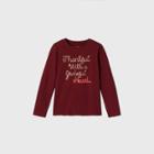 Girls' Long Sleeve 'thankful With A Grateful Heart' Graphic T-shirt - Cat & Jack Burgundy