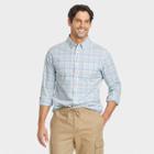 Men's Plaid Slim Fit Long Sleeve Button-down Shirt - Goodfellow & Co Aqua Blue/plaid