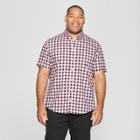 Men's Tall Standard Fit Plaid Short Sleeve Poplin Button-down Shirt - Goodfellow & Co Brigadier Navy