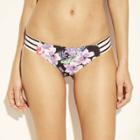 Women's Sun Coast Cheeky Ribbed Strap Bikini Bottom - Shade & Shore Black Floral