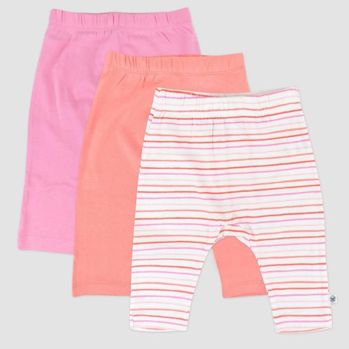 Honest Baby 3pk Organic Cotton Harem Pants - Light Pink Newborn