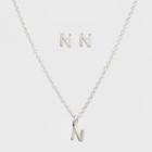 Sterling Silver Initial N Earrings And Necklace Set - A New Day Silver, Girl's,