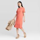 Women's Short Sleeve T-shirt Dress - A New Day Coral Xs, Women's, Pink