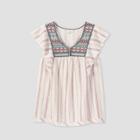 Women's Flutter Short Sleeve Embroidered Top - Knox Rose White