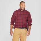 Men's Tall Plaid Standard Fit Long Sleeve Northrop Poplin Button-down Shirt - Goodfellow & Co Berry Cobbler