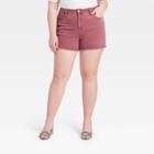 Women's Plus Size Midi Jean Shorts - Ava & Viv Purple