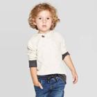 Toddler Boys' Double Knit Hooded Sweatshirt - Cat & Jack Cream 18 M, Boy's, Size: