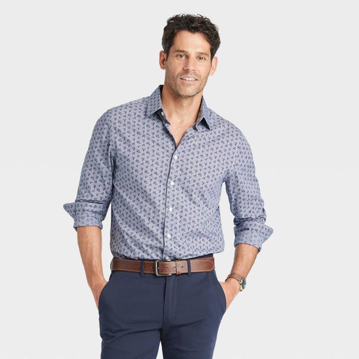 Men's Slim Fit Performance Dress Long Sleeve Button-down Shirt - Goodfellow & Co Blue