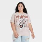 Women's Def Leppard Plus Size Animal Print Short Sleeve Graphic T-shirt - Pink