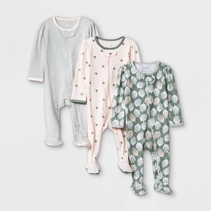 Baby Girls' Sleep N' Play - Cloud Island Pink/green/gray