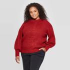 Women's Plus Size Turtleneck Pullover Sweater - Ava & Viv Red 3x, Women's,