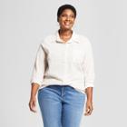 Women's Plus Size Striped Long Sleeve Button-down Shirts - Ava & Viv Tan/white X, Orange