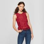 Women's Sleeveless Lace Ruffle Top - Almost Famous (juniors') Wine