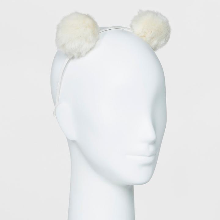 Metal Covered In Ribbon With Pom Pom Ears Headband - Wild Fable Ivory
