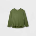 Men's Tall Adaptive Loose Fit Long Sleeve Crewneck T-shirt - Goodfellow & Co Olive