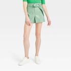 Women's High-rise Tie-front Pleather Shorts - A New Day Light