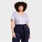 Women's Plus Size Short Sleeve V-neck T-shirt - A New Day Light Purple