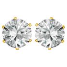 West Coast Jewelry Women's Prong Set Cubic Zirconia Stud Gold Plated Stainless Steel Earrings (8mm) - Gold/clear