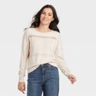 Women's Long Sleeve French Terry Top - Knox Rose Cream