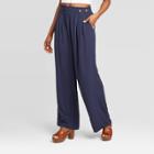 Women's Button Detail Wide Leg Palazzo Pants - Xhilaration Navy Xs, Women's, Blue