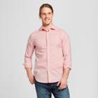 Men's Plaid Standard Fit Ultimate Long Sleeve Button-down Dress Shirt - Goodfellow & Co Peach (pink)