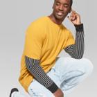 Men's Big & Tall Short Sleeve Dropped Shoulder Thermal Paneled T-shirt - Original Use Autumn Yellow