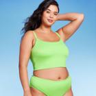 Women's Ribbed Longline Bralette Bikini Top - Wild Fable Green