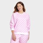Grayson Threads Women's Plus Size Valentine's Day Graphic Sweatshirt - Pink Checkered