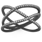 Tiara 0.42 Ct. T.w. Crossroad Cubic Zirconia X Ring In Black Rhodium Silver -
