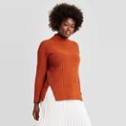 Women's Mock Turtleneck Tunic Pullover Sweater - A New Day Rust