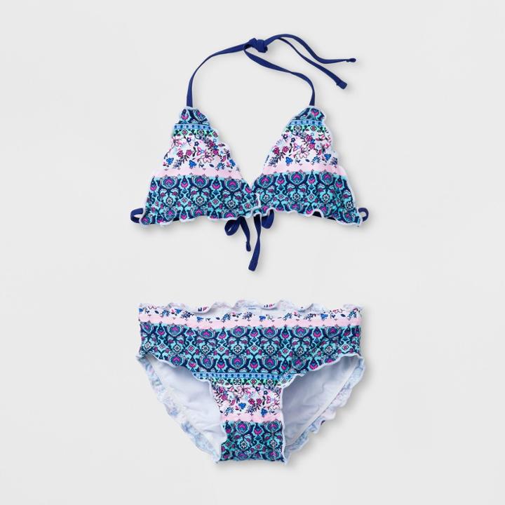 Malibu Dream Girl Girls' Floral Avenue 2pc Bikini Set - 14,