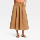 Women's Smocked Waist Mid-rise A-line Skirt - A New Day Brown