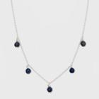 Silver Plated Stone Bead Necklace & Earring Set - A New Day Blue/gold, Girl's
