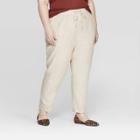 Women's Plus Size Straight Fit Soft Trouser Pants - Ava & Viv Khaki (green)