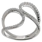 Target Women's Double Loop Ring With Clear Pave Cubic Zirconia In Sterling Silver - Clear/gray (size 7),