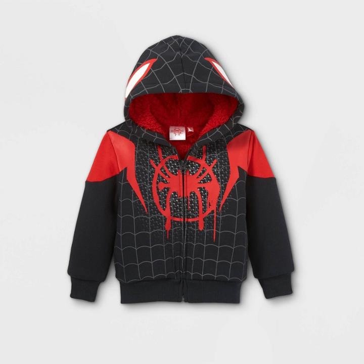 Toddler Boys' Marvel Mile Morales Sherpa Lined Hoodie - Black
